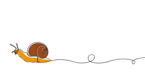 Continuous line drawing of conch snail shell. Minimalist black linear sketch isolated on white background. Hand drawn vector illustration.