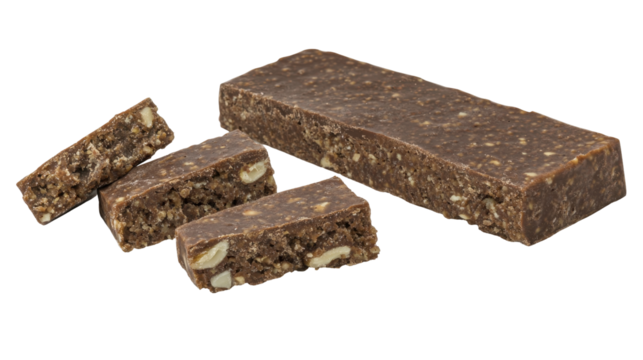 Assorted Healthy Protein Bars with Nuts and Chocolate Isolated on a Transparent Background
