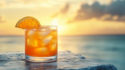 Sunset Cocktail by the Ocean