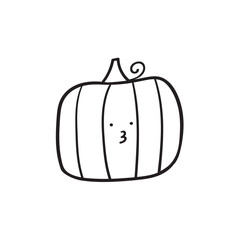 Outline pumpkin. Cute character. Graphic design. Outline icon on white background.
