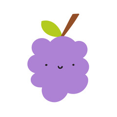 Smiling face. Grapes. Hand drawn vector illustration on white background.