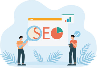 SEO Strategy,Change SEO ranking position. Search screen page with magnifier
