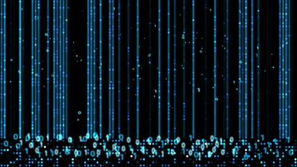 Abstract blue aqua visualization scale wipe glow dot in laser technology binary digital numeric million element dots on the black screen