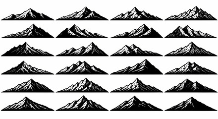 Majestic Mountain Range Illustrations 20 Unique Peak Silhouettes for Design Projects