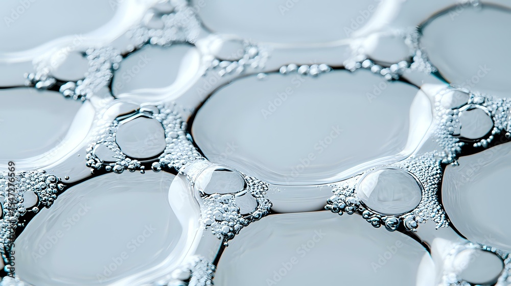 Poster microscopic view of cellular structure in grayscale showing interconnected circular patterns with de