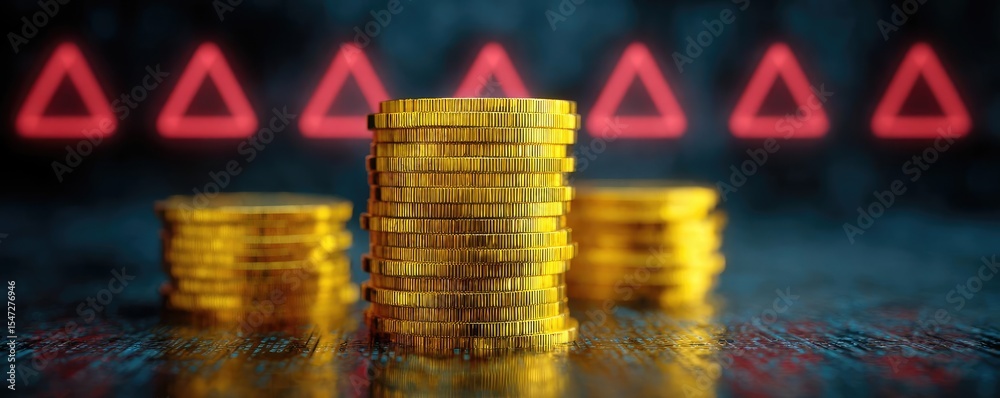 Poster minimum income and unfair wage with basic earnings concept. stacks of coins represent wealth and fin