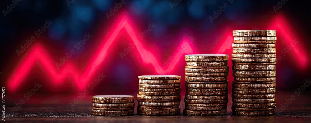 Poster minimum income and unfair wage with basic earnings concept. growth in finance depicted with stacked 