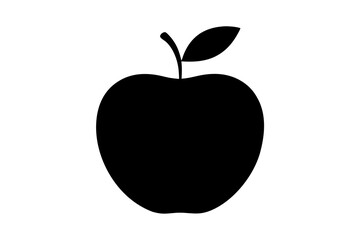 Black Apple Silhouette Icon, Simple Fruit Graphic