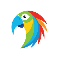 Fototapeta premium Parrot head with colorful feathers vector illustration