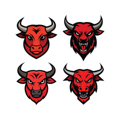 Set of bull head mascot logo vector illustration