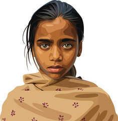 Girl with beautiful green eyes vector illustration