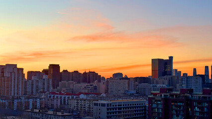 Obraz premium Modern city morning glow scenery