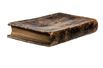 A leather bound book with a brown cover