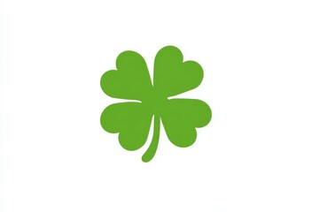 Green four-leaf clover symbol on white background representing luck