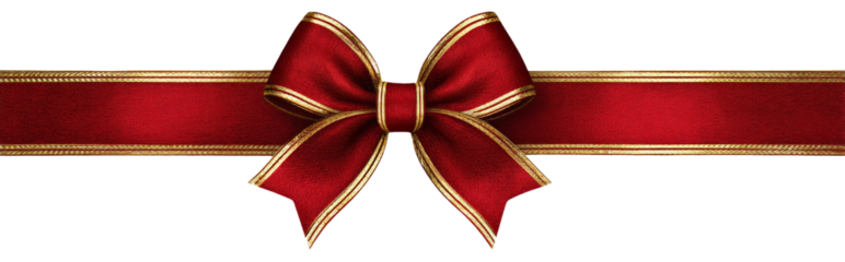 Elegant red ribbon and bow looks festive and celebratory