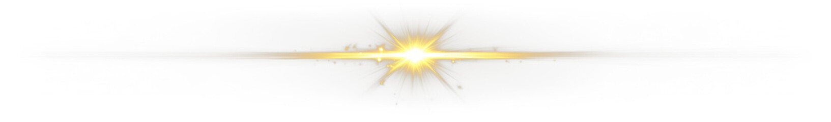 Golden light flare effect on Transparent background.