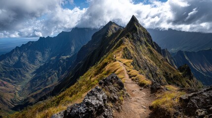 Fototapeta premium A Dramatic Vista From A High Mountain Ridge