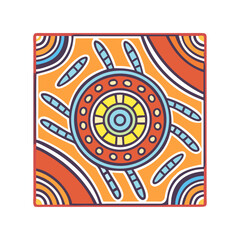 Abstract Square Pattern with Circular Center and Radiating Shapes, Modern Art