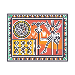 Abstract Indigenous Inspired Art in Geometric Forms and Earthy Colors
