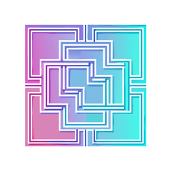 Abstract Geometric Square with Watercolor Gradient Fill and White Line Frame