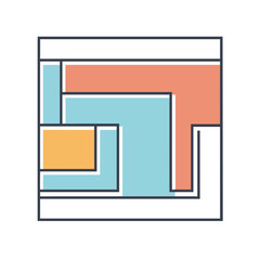 Abstract Geometric Composition with Overlapping Shapes and Contrasting Colors Illustration