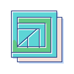 Geometric squares with intersecting lines and overlapping layers for creative design
