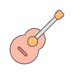 Simple and Clean Illustration of an Acoustic Guitar on a White Background