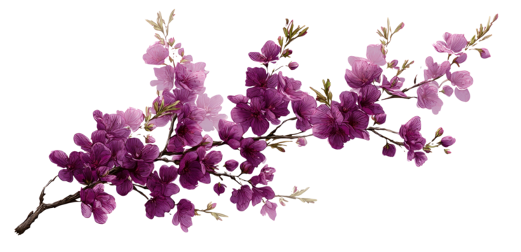 Branch of flower bloom in purple color, presenting dreamy scene