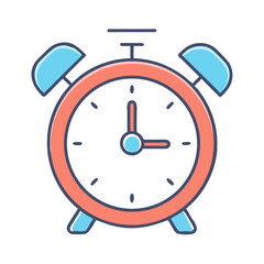 Cartoon illustration of a classic alarm clock with hour and minute hands