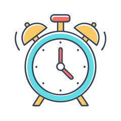 Vibrant Alarm Clock Icon with Ringing Bells Signifying Wake Up Time
