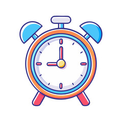 Cute cartoon alarm clock showing the time at nine o'clock sharp