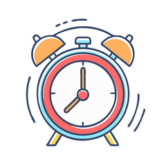 Cartoon Illustration of a Ringing Alarm Clock with Retro Design Elements