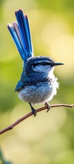 a male Splendid Fairy-Wren perched on a thin branch