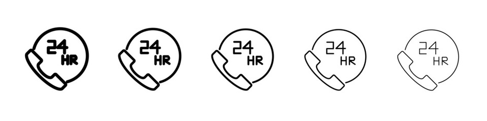 24 hours icon flat illustration set logo