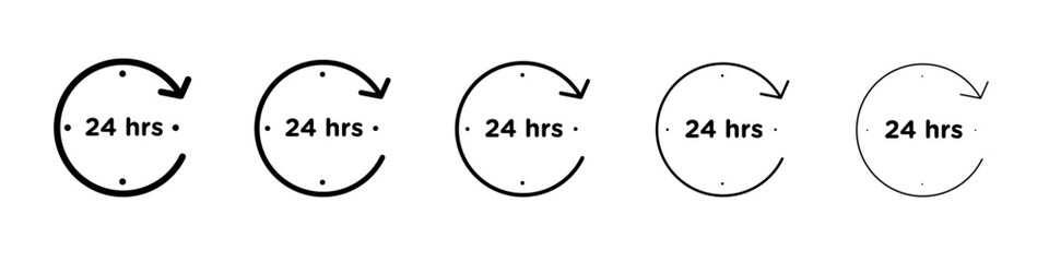 24 hrs icon flat illustration set logo