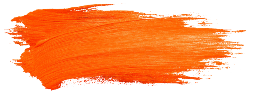 Vibrant brushstroke of orange paint looks energizing and spirited