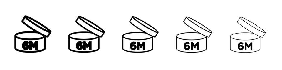 6 months PAO icon flat illustration set logo