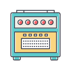 Vintage electronic machine with knobs and buttons a technological design element