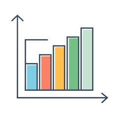 Simple bar graph showing upward trend in pastel colors with blue axis