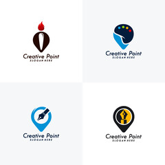 Set of Creative Point logo designs template, Creative Place logo template, Art pin logo