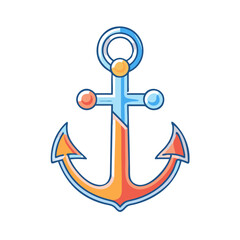 Stylized vector image of a colorful marine anchor on a white background
