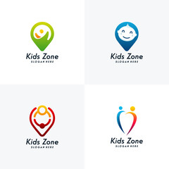 Set of Kids Zone logo designs concept vector, Community point logo designs template