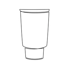 Hand drawn cream tube vector. One line continuous drawing. Minimal fashion print, linear silhouette icon. Cosmetics skin care product, balm, lotion, abstract doodle illustration.