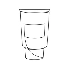 Hand drawn cream container vector. One line continuous drawing. Minimal fashion print, linear silhouette icon. Cosmetics skin care product, balm, lotion, abstract doodle illustration.