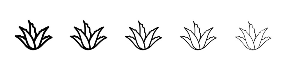 Aloe vera icon flat illustration set logo