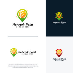 Network Point logo designs concept vector, Tech Point logo symbol, World Tech icon