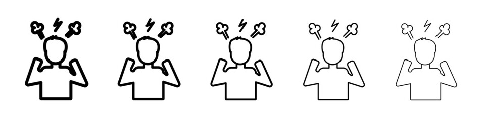 Angry person icon flat illustration set logo