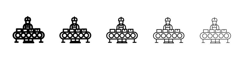 Naklejka premium Assembly line icon flat illustration set logo