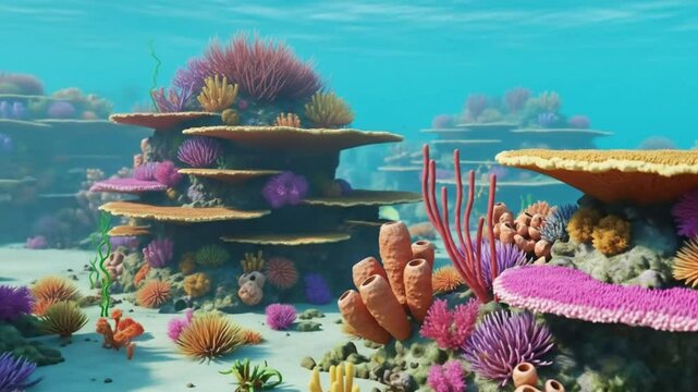 Vibrant Stingray Cartoon in Tropical Reef Habitat: Cute Aquatic Animal Design, Undersea Oceanography, Colorful Marine Wildlife, Joyful Smiling Characters, Playful Swimming & Exotic Environment Explora