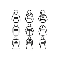 minimal outline clothing icons vector set